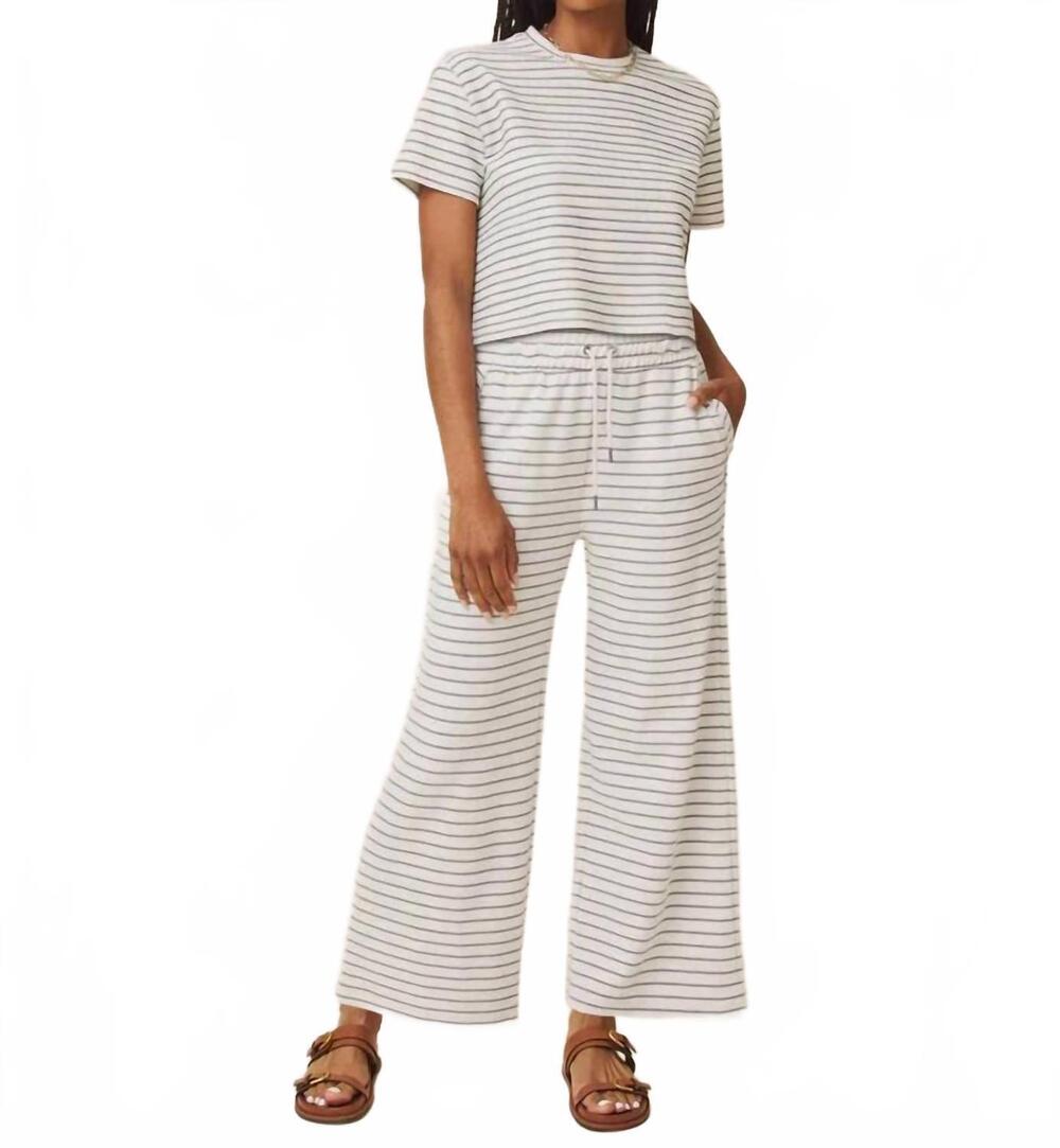 NEW SPLENDID kennedy stripe wide leg pants in pale oak/eucalyptus